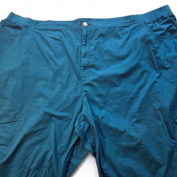 Liz & Me Womens Plus Size 5X Teal Cargo Capri Pants Elastic Waist Pockets - Picture 5 of 12